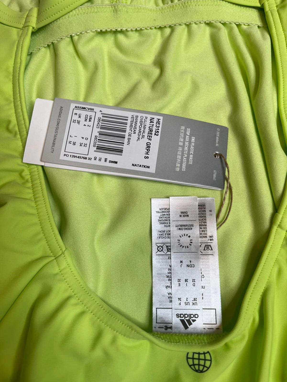 Adidas Green Natureef graphic swimsuit women’s size 28’’