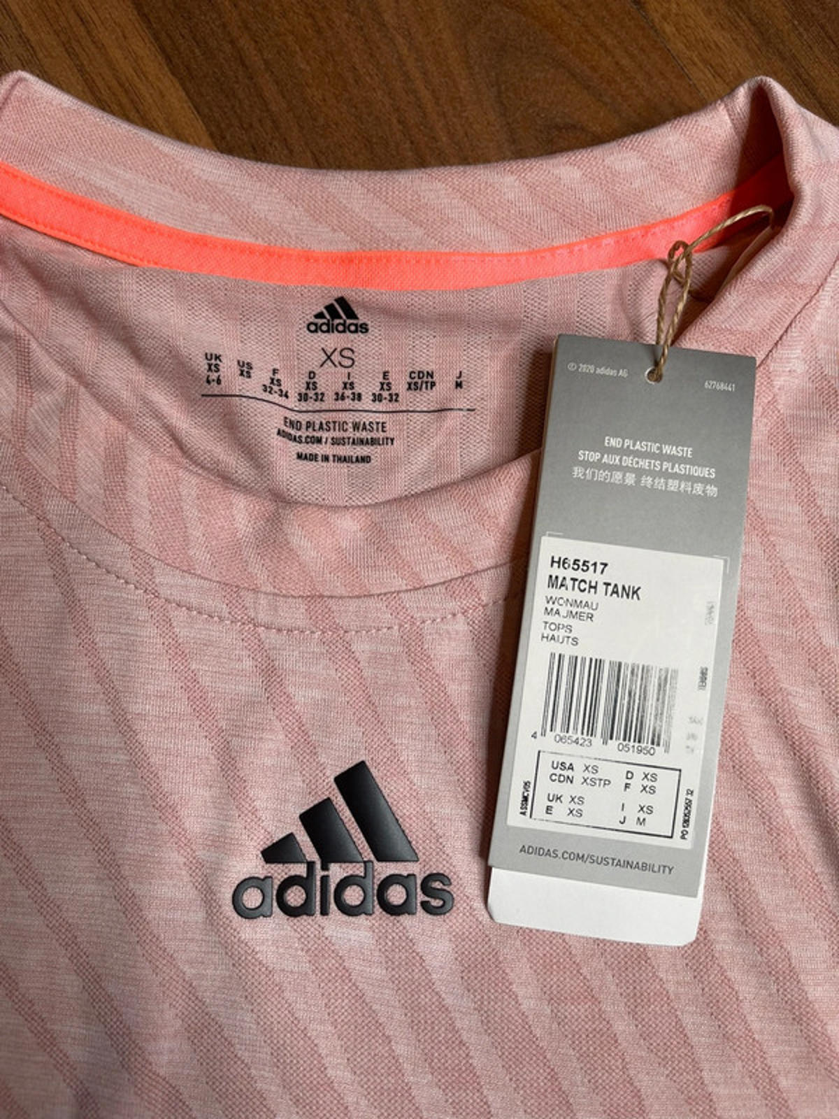 Adidas tennis match top tank pink women size XS