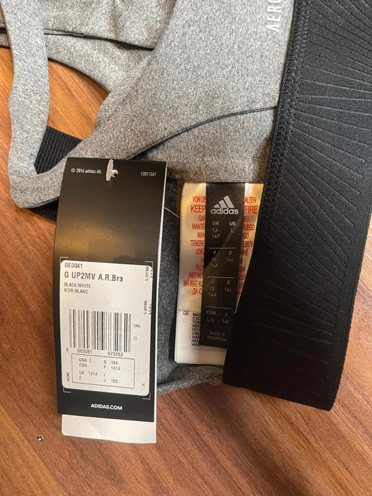 Adidas aeroready training sport bra grey size 13-14y