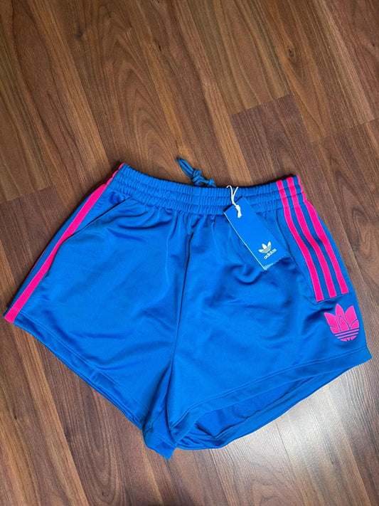 Adidas 3D trefoil women blue/pink shorts size 6