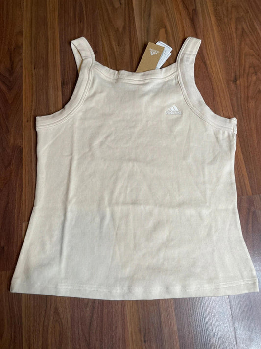 Adidas women’s essential la yoga rib tank top cream size L 16-18